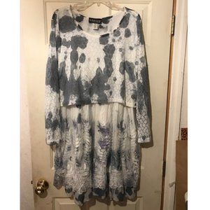 1x Pyramid Collection layered knit/lace dress